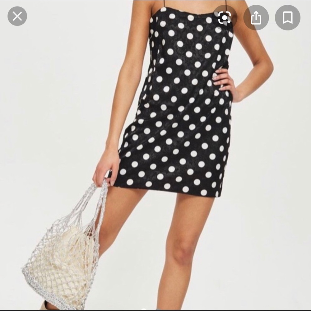 Topshop black and white polka dot cami dress